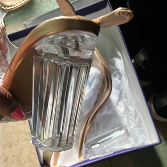 Gold Stiletto Heels with Ankle Strap - Picture 3 of 3